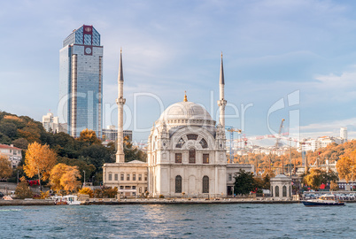 Istanbul. Dolmabahce Palace over Golden Horn river