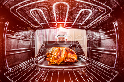 Cooking chicken in the oven.