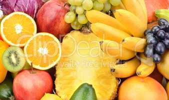 Background of set fruits and vegetables