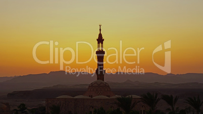 mosque in egypt at sunset