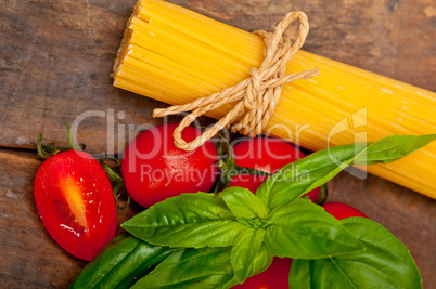 Italian spaghetti pasta tomato and basil