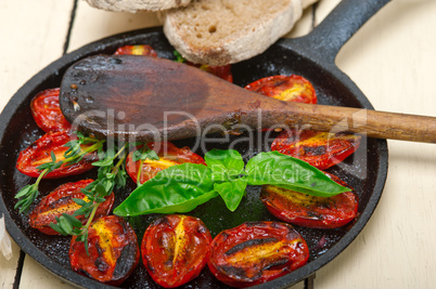 baked cherry tomatoes with basil and thyme