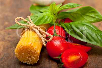 Italian spaghetti pasta tomato and basil