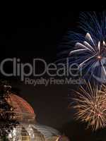 Fireworks light up Sefton Park Palm House, Liverpool,UK