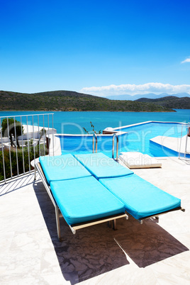 Swimming pool at luxury hotel, Crete, Greece