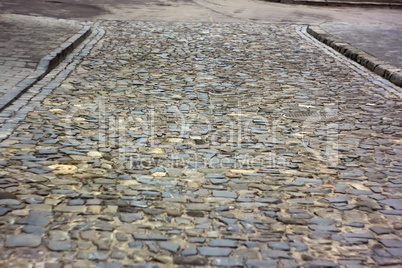 Old cobbled road in Lviv, Ukraine