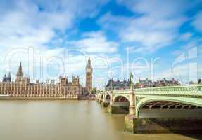 Thames river and Westminster bridge on a beautiful London sunny