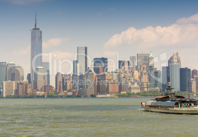 Amazing view of Lower Manhattan skyline from Hudson river - New