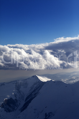 Winter mountains in nice evening