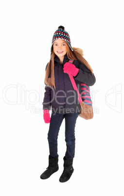 Young girl going to school.