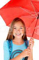 Young girl with umbrella.