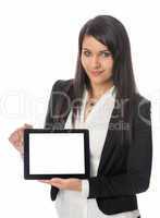 Junge Frau mit Tablet PC