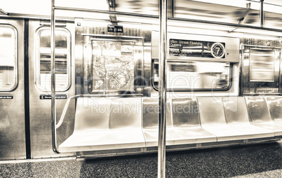 Interior of a subway train in New York