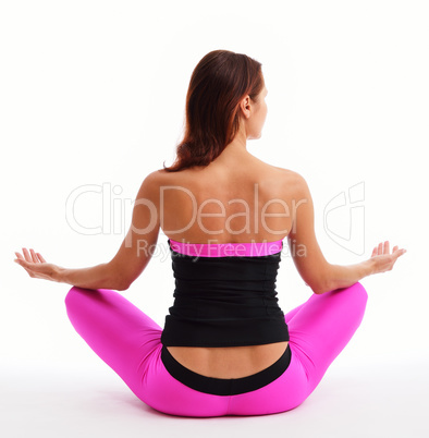 Woman sitting in the lotus position