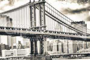 Beautiful side view of Manhattan Bridge in New York