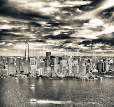 Manhattan skyline, aerial view of New York