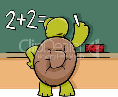 turtle at blackboard cartoon illustration
