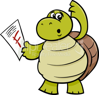 turtle with f mark cartoon illustration