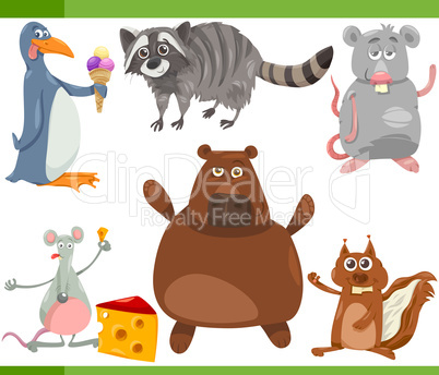 wild animals cartoon set illustration