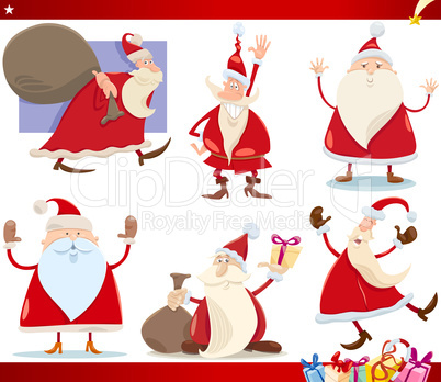 santa claus and christmas cartoon set