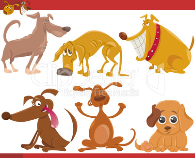 happy dogs cartoon illustration set