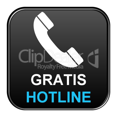 Schwarzer Button: Gratis Hotline