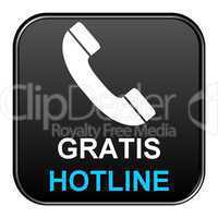 Schwarzer Button: Gratis Hotline