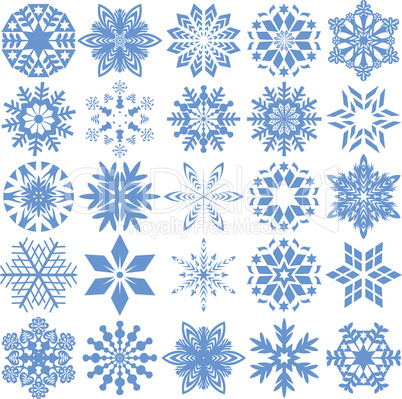 Set of blue snowflakes