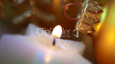 Xmas Ball and Candle. Macro. Seamless Loop