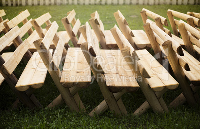 Benches in a row