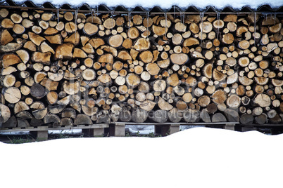 Wood pile in winter