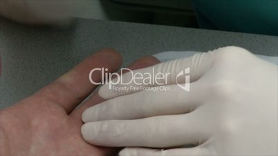 analysis of blood from a finger