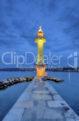Lighthouse at the Paquis, Geneva, Switzerland, HDR