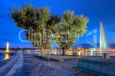 Geneva fountain, Switzerland, HDR