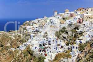 Oia village on Santorini island, north, Greece