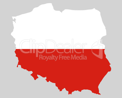 Karte und Fahne von Polen