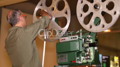 Film Technician Mounting 16mm Film