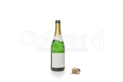 Bottle of Champagne on white