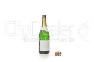Bottle of Champagne on white