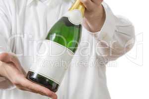 Waiter presenting a botle of Champagne