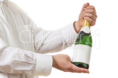 Waiter presenting a botle of Champagne