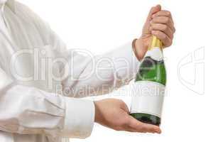 Waiter presenting a botle of Champagne