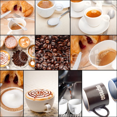 selection of different coffee type on collage composition