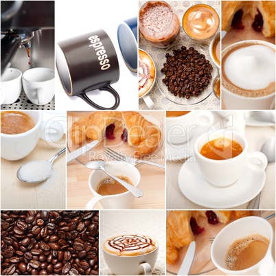 selection of different coffee type on collage composition