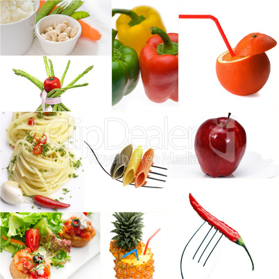 Organic Vegetarian Vegan food collage  bright mood