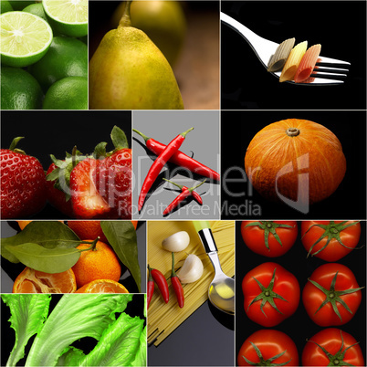 Organic Vegetarian Vegan food collage  dark