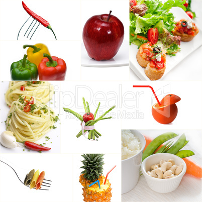 Organic Vegetarian Vegan food collage  bright mood