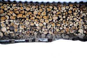 Wood pile in winter