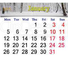 calendar for the January of 2015