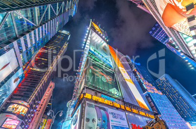 NEW YORK CITY - JUN 8: Nighttime lights in Times Square, with pe